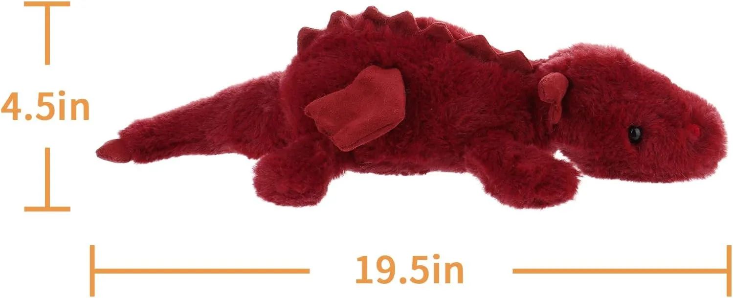 Apricot Lamb Lying Dragon Plush Stuffed Animals for Kids, Soft Cute Plush Toys for Baby Girl and Boy, Large Fluffy Lying Dragon Red