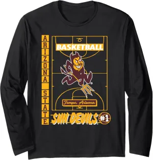 Arizon State Sun Devils Basketball Vintage Court Black Long Sleeve T-Shirt