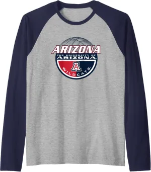 Arizona Wildcats Basketball Dunk Officially Licensed Raglan Baseball Tee
