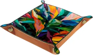 Art Colorful Leaves Small Stacking Jewelry Organizer Trays, Desk Drawer Earring Tray for Women and Girls, Decorative Key Tray for Entryway Table, Perfect Jewelry Drawer Organizer