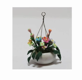 Artificial Dollhouse Miniature Spring Flower Hanging Pot
