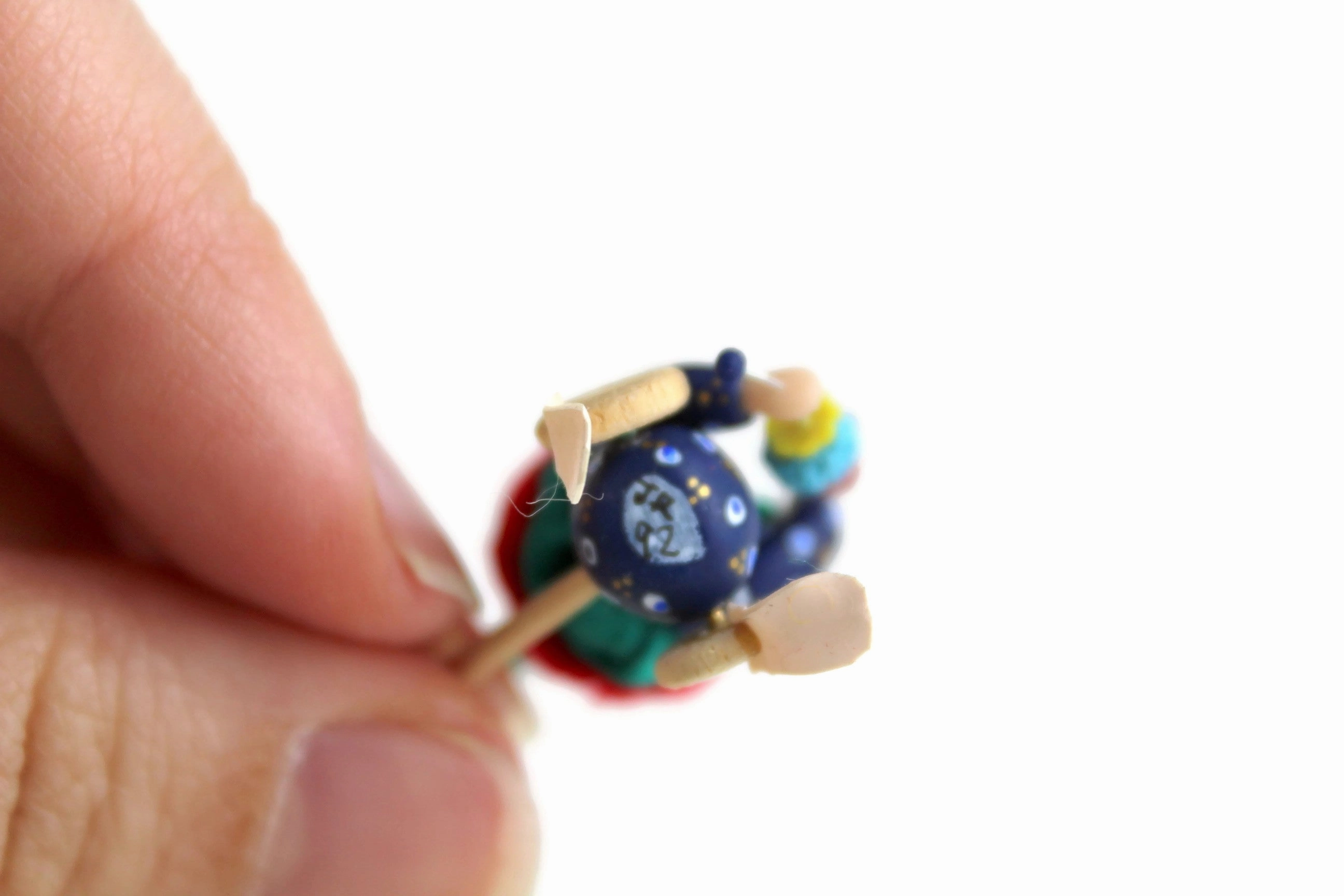 Artisan-Made Vintage 1:12 Miniature Dollhouse Clown Doll Push Toy Signed by JR