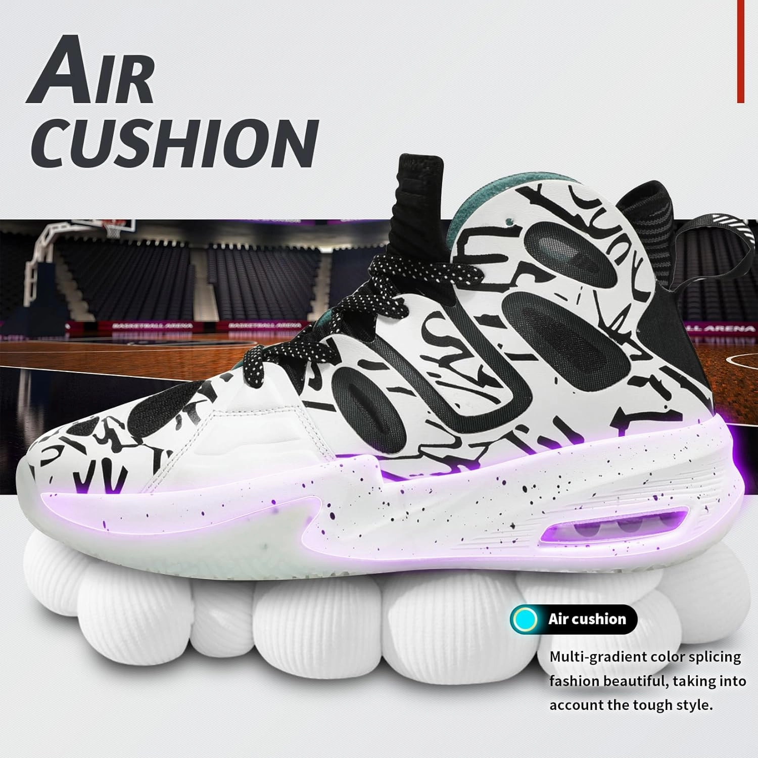 ASHION Men's Basketball Shoes Fashion Breathable Non Slip Sneakers Mens Arch Support Running Sport Shoes