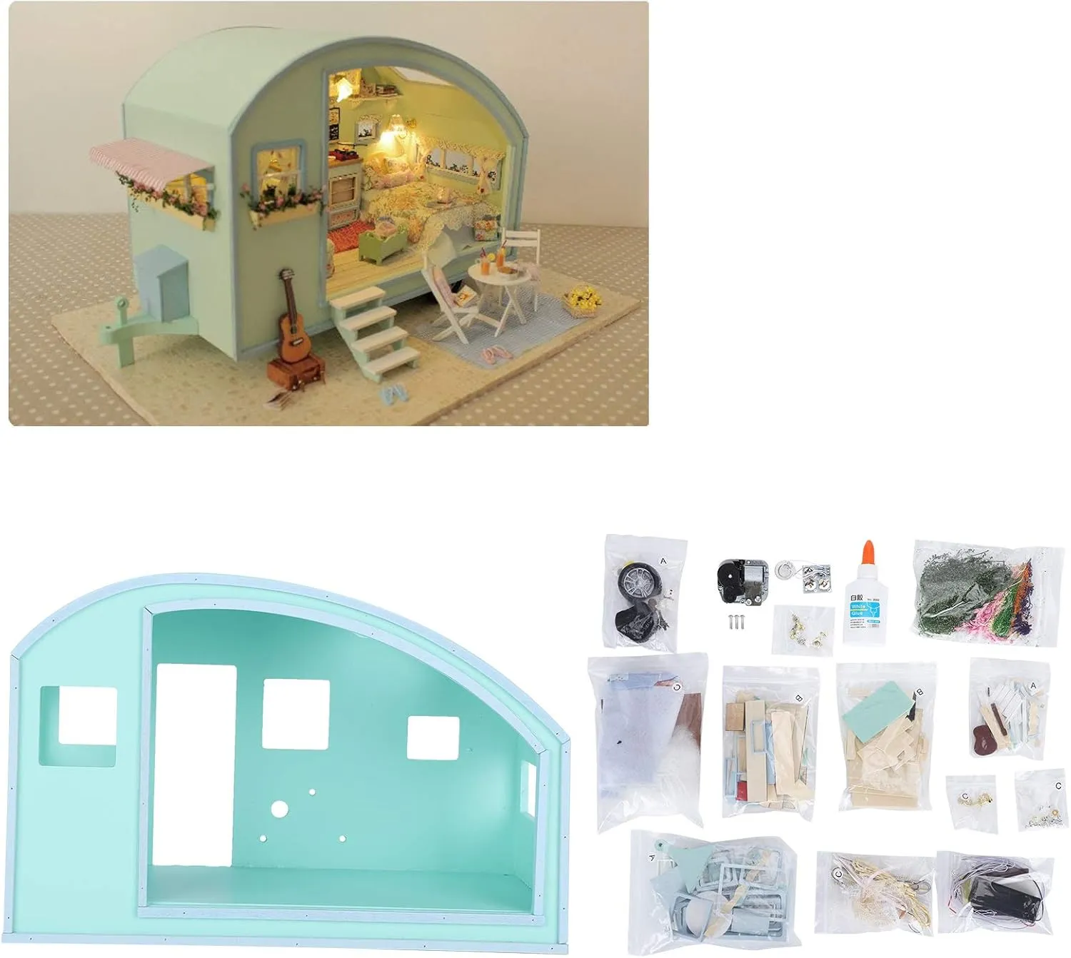 Asixxsix DIY Miniature Dollhouse Kit, Wood Miniature Furniture Kit Mini Model Building Sets with Musical Movement, Miniature Craft Kits for Valentine's Day Christmas Birthday Gifts