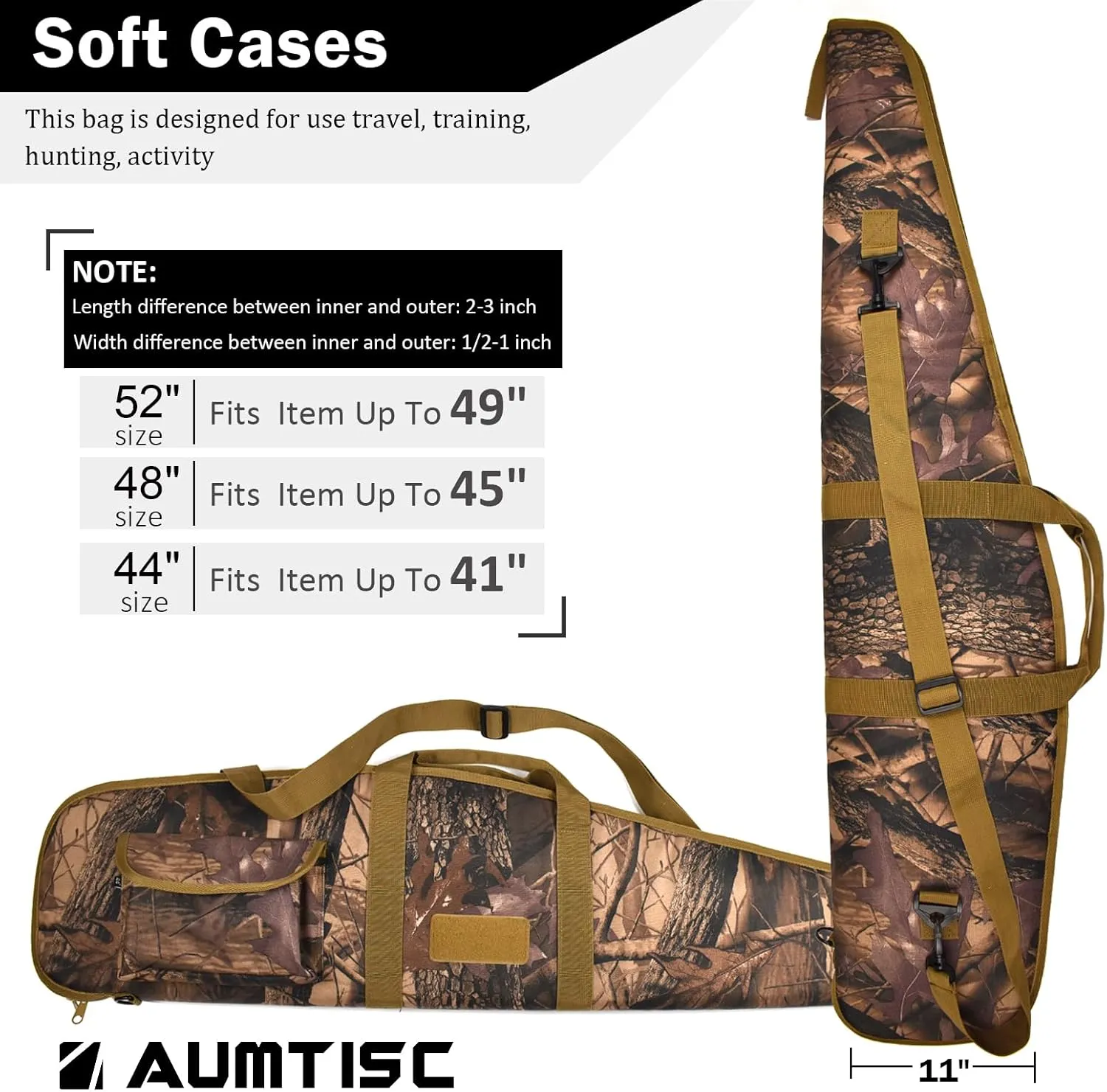 AUMTISC Soft Rifle Gun Case, 41/45/49 Inch Shotgun Carrying Bag for Scoped Rifles with Adjustable Shoulder Sling