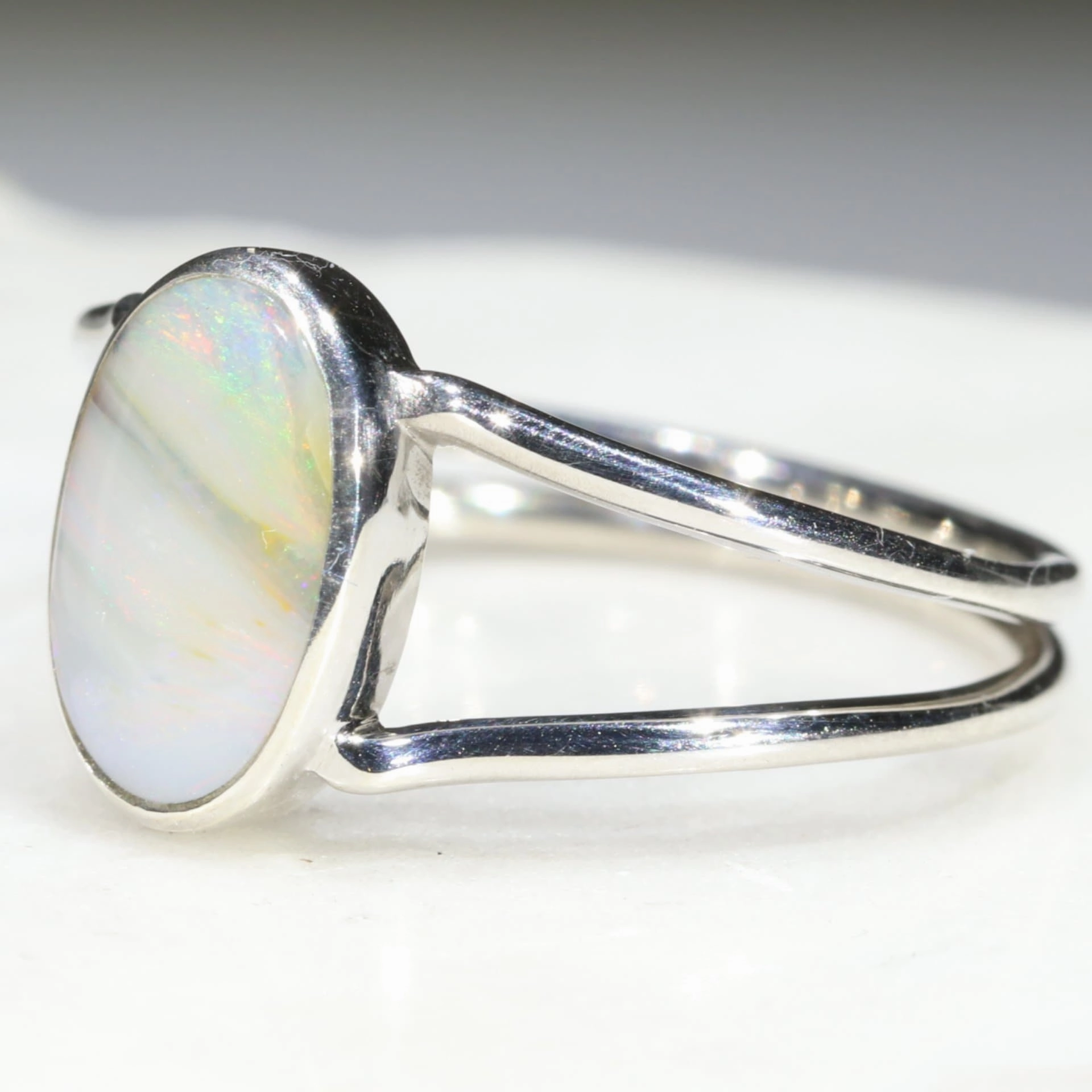 Australian Solid Boulder Opal Silver Ring - Size 8 Code RS16