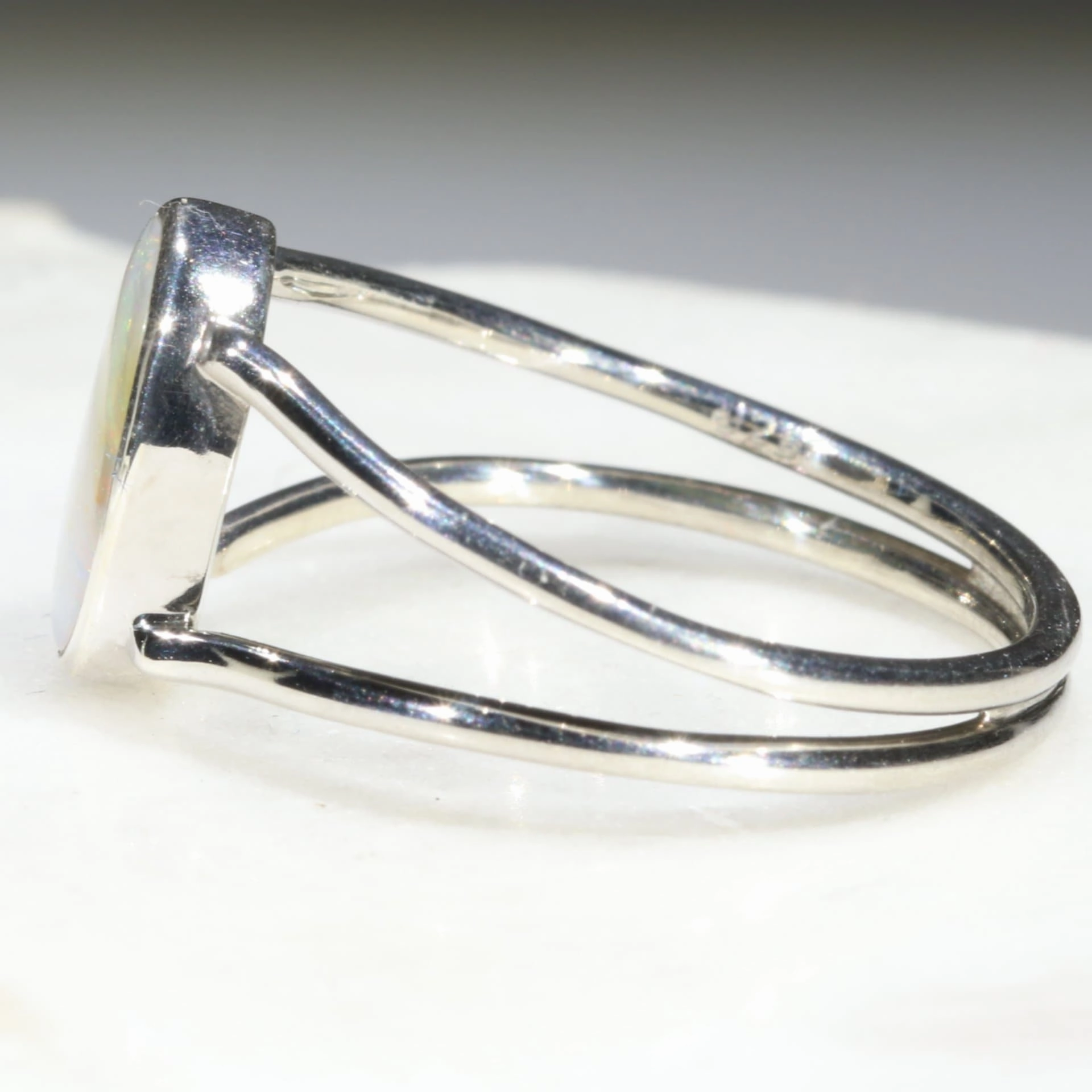 Australian Solid Boulder Opal Silver Ring - Size 8 Code RS16