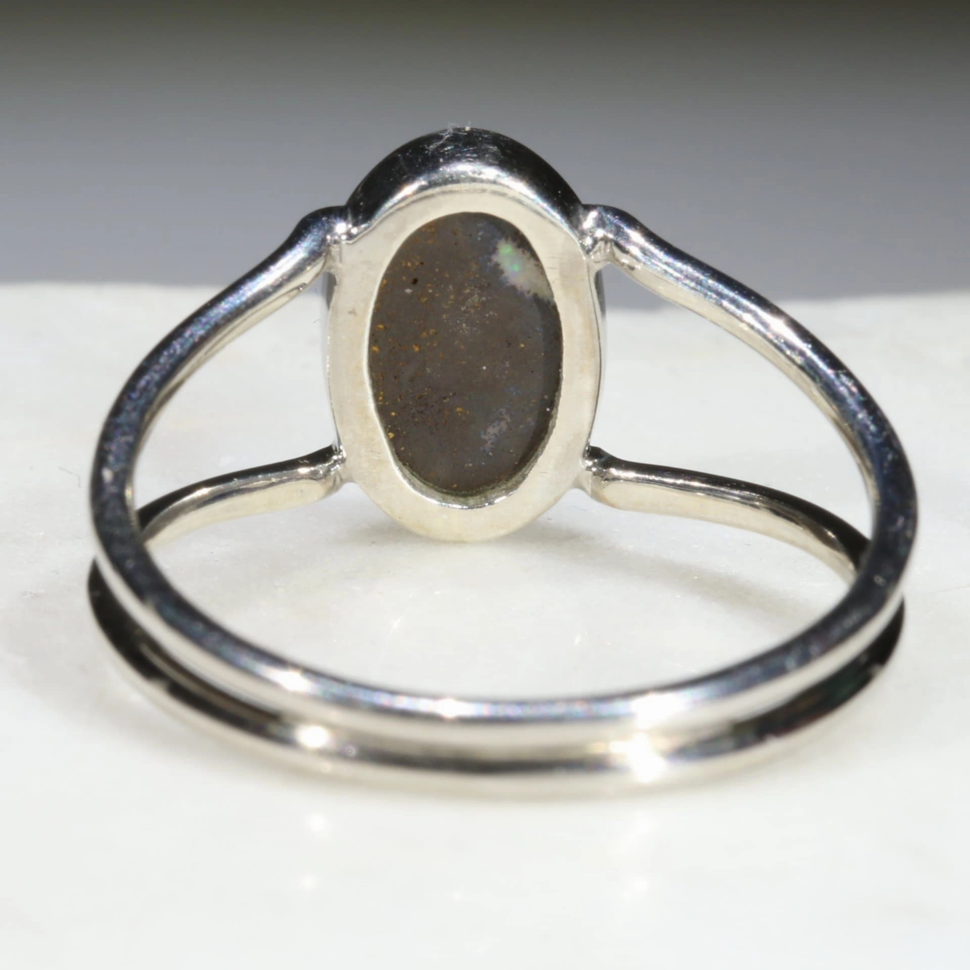 Australian Solid Boulder Opal Silver Ring - Size 8 Code RS16