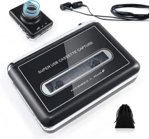 Auto Reverse&Clear Stereo Cassette Player with Detachable Speaker-Portable Cassette Tape to MP3 Converter- Convert Tapes to Digital Files via USB, Compatible with MAC Laptops & PC
