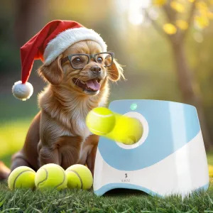 Automatic Dog Ball Launcher for Small and Medium Dogs – Dog Ball Thrower for Indoor Outdoor with 3 Adjustable Distance Settings 10ft, 20ft, and 30ft – Interactive Toy with 3 Tennis Balls 2 Inch