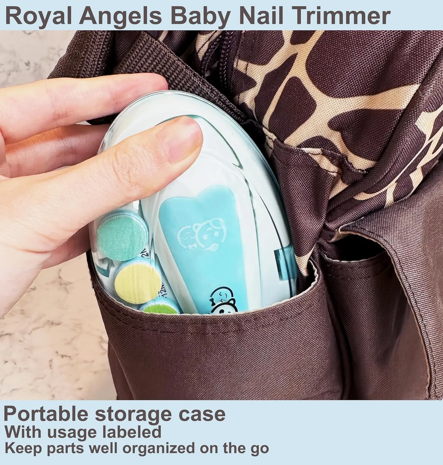 Baby Nail Trimmer 21 in 1, Usage Labeled Case & 13 Extra Replacement Tools, Royal Angels Baby Electric Nail File, Baby Nail Care, Nail Clipper Newborn Toddler Toes & Fingernails Nail Kit (Blue)