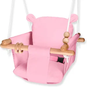 Baby Swing Outside Indoor-Wooden Infant Swing Outdoor, Secure Canvas Baby Hanging Swing Seat Porch Swing Chair for Tree and Backyard for Toddler