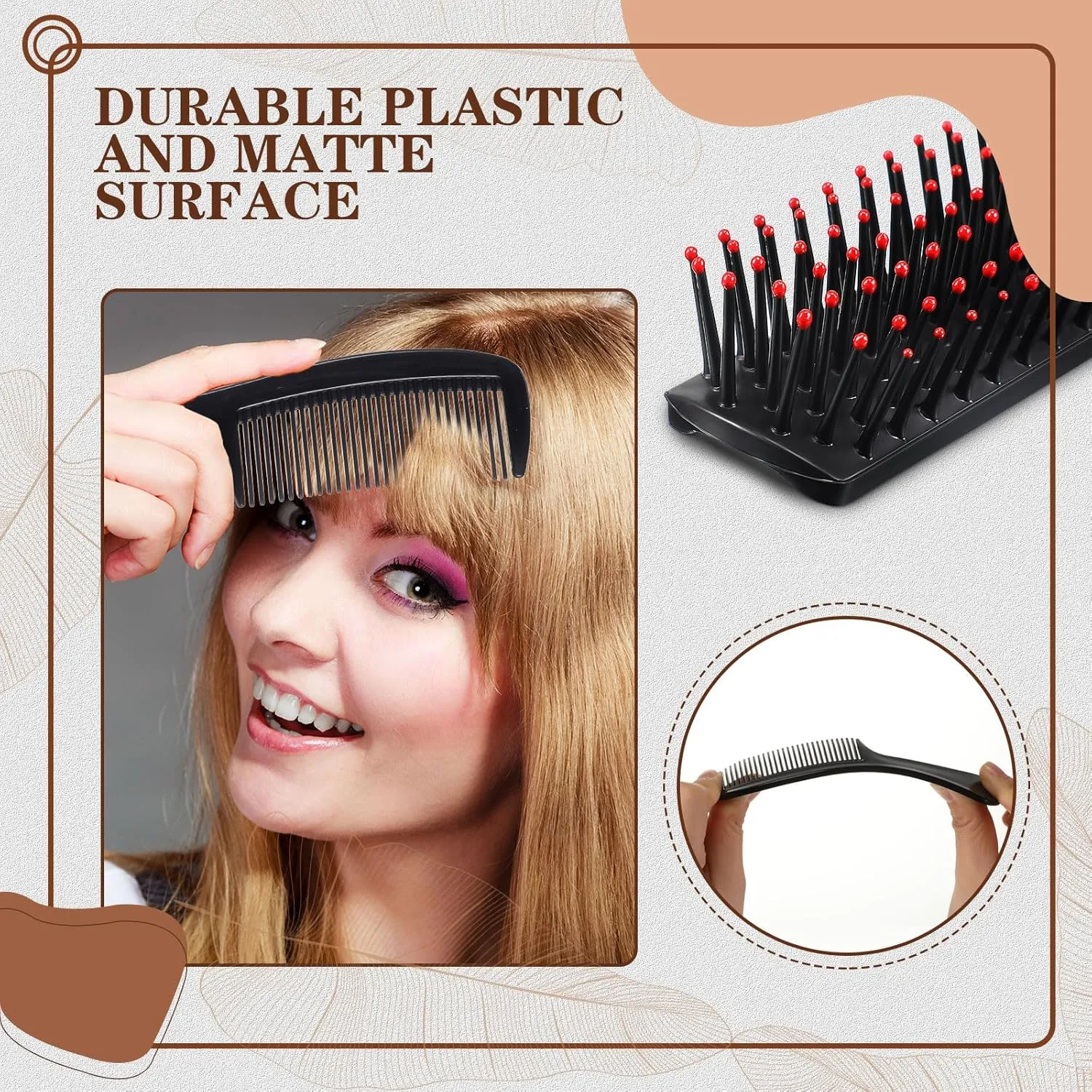 Baderke 48 Pcs Bulk Hair Brushes and Combs for Homeless Individually Wrapped Hair Brush and Comb Set for Women Hotel Homeless Nursing Charity(Black)