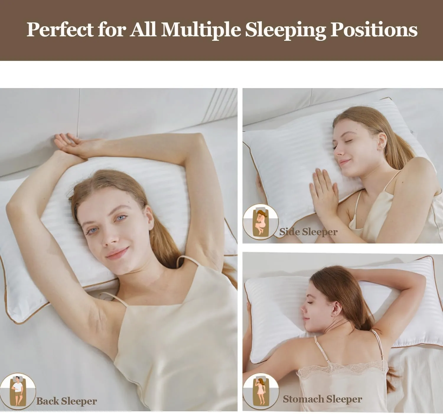 Bafode Bed Pillow, Hotel Collection Pillows for Sleeping,Pillow Standard Size Set of 2, Soft Down Alternative Pillow for Side Sleeper, Back or Stomach Sleepers