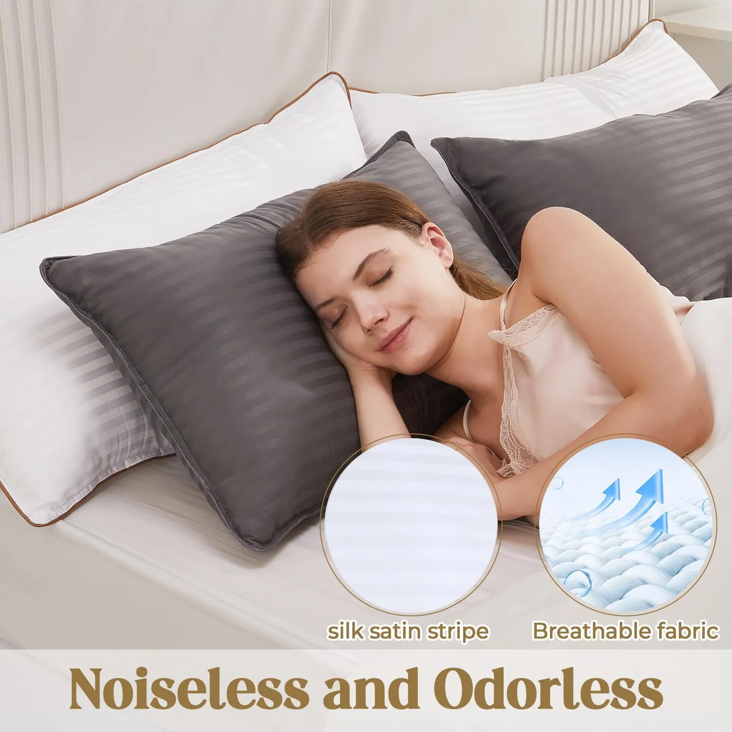 Bafode Bed Pillow, Hotel Collection Pillows for Sleeping,Pillow Standard Size Set of 2, Soft Down Alternative Pillow for Side Sleeper, Back or Stomach Sleepers