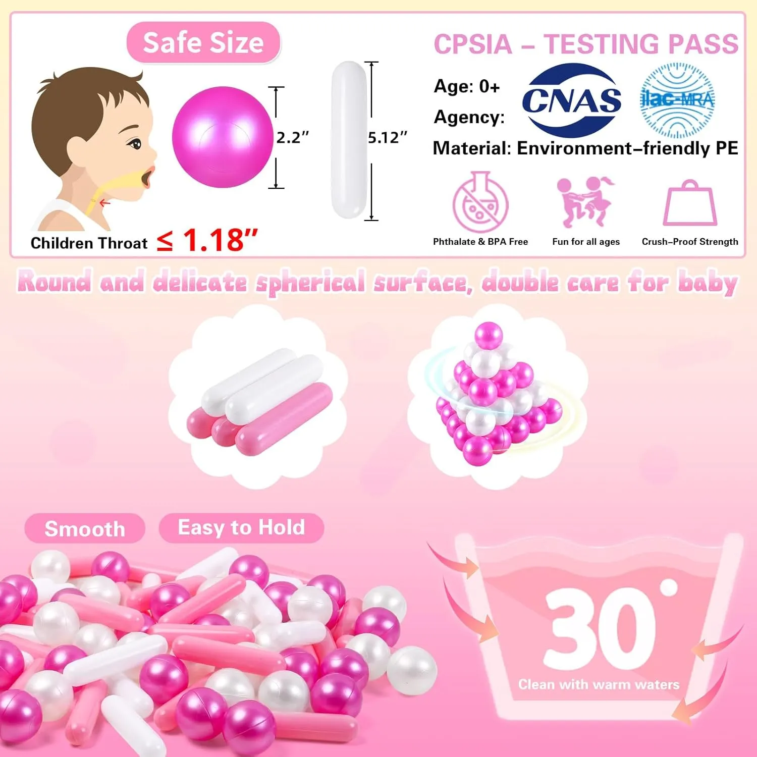 Ball Pit Balls and Strips for Ball Pits, 50 200 500pcs Cute Plastic Star Toy Balls for Kids, Baby Toddler 1-3 Birthday, Bounce House, Play Tent, Baby Pool Water Toys, Party