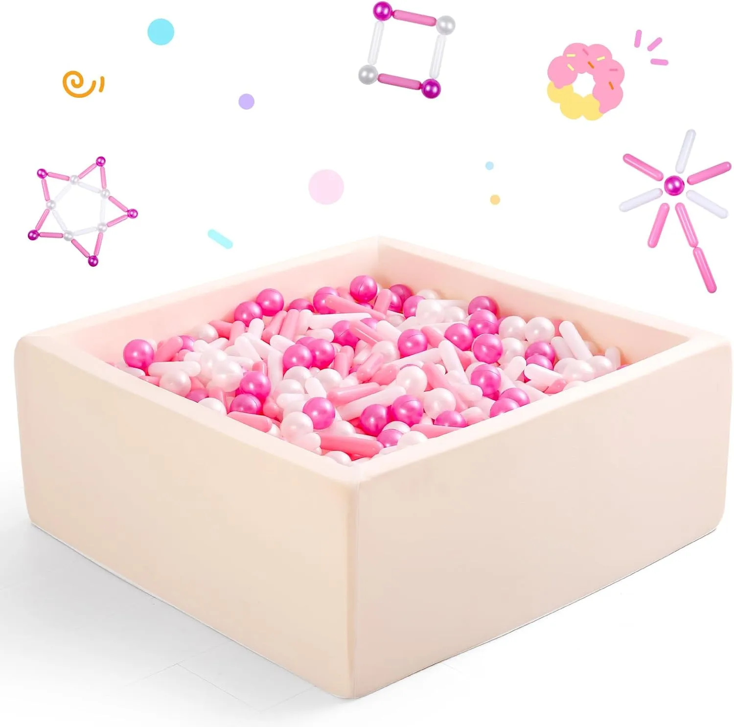 Ball Pit Balls and Strips for Ball Pits, 50 200 500pcs Cute Plastic Star Toy Balls for Kids, Baby Toddler 1-3 Birthday, Bounce House, Play Tent, Baby Pool Water Toys, Party