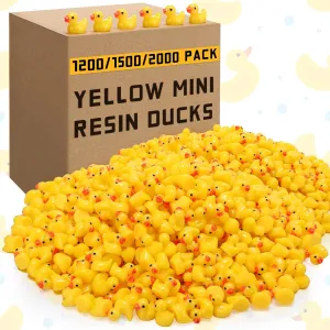 Barydat Mini Resin Ducks Bulk Yellow Tiny Duck Decoration for Hide and Seek Prank Cruises Party Mini Baby Miniature Garden Accessories Figures for Dollhouse Landscape Aquarium Decor Gift(1500 Pcs)