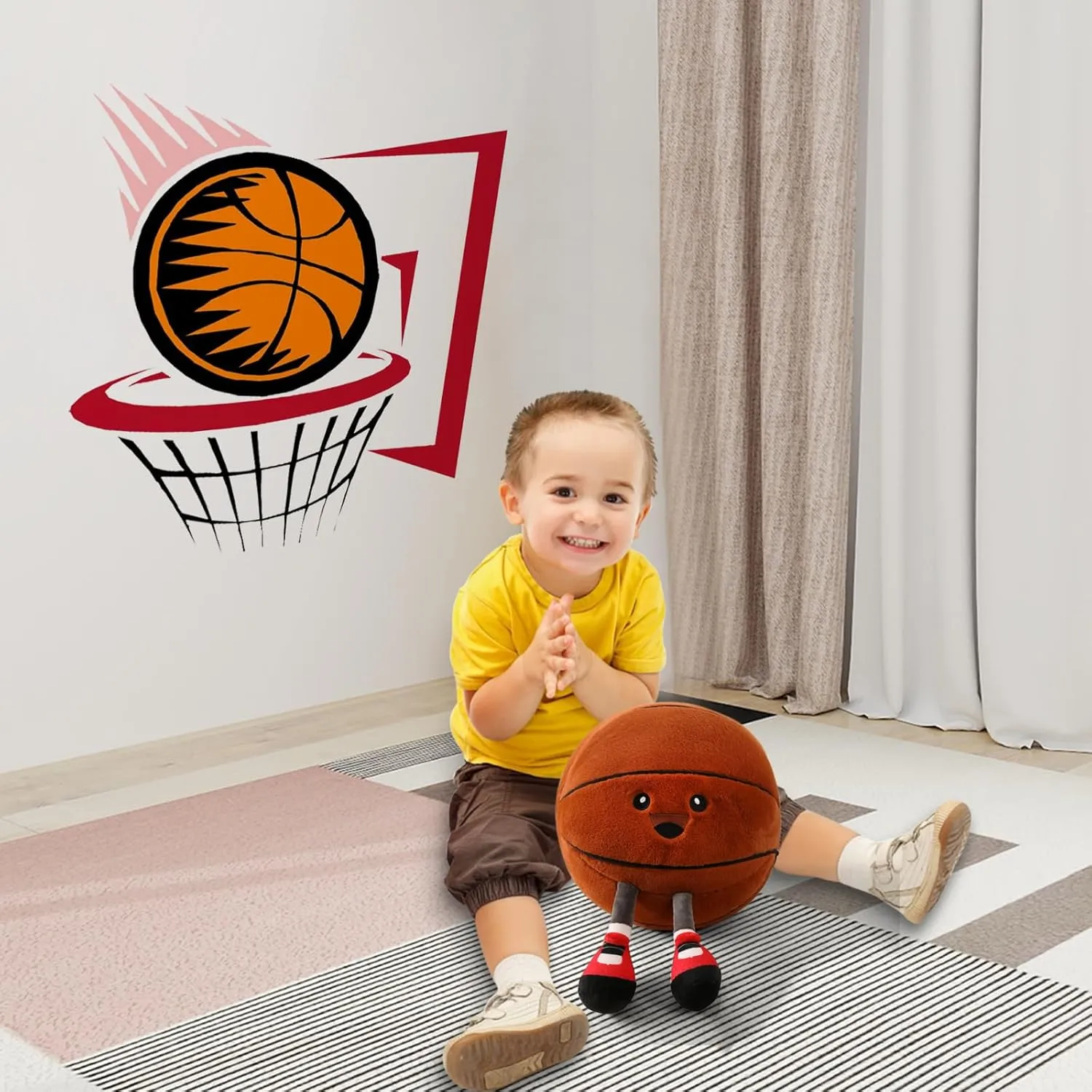 Basketball Plush Pillow Stuffed Animal Funny Basketball Pillow Toy Gift, Soft Ball Plush with Legs Adorable Sports Throw Pillow for Boys Girls Room Decor Graduation Gifts 2025