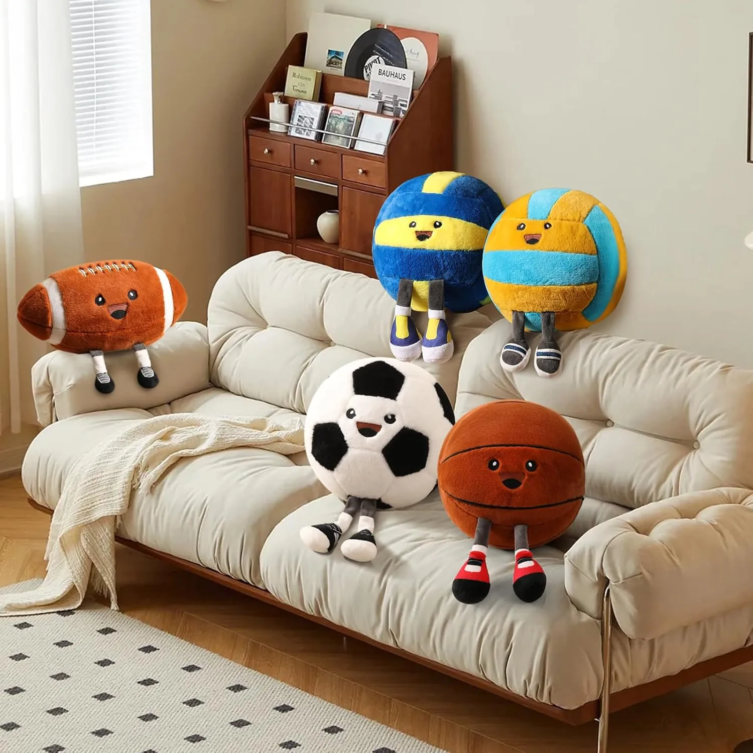 Basketball Plush Pillow Stuffed Animal Funny Basketball Pillow Toy Gift, Soft Ball Plush with Legs Adorable Sports Throw Pillow for Boys Girls Room Decor Graduation Gifts 2025