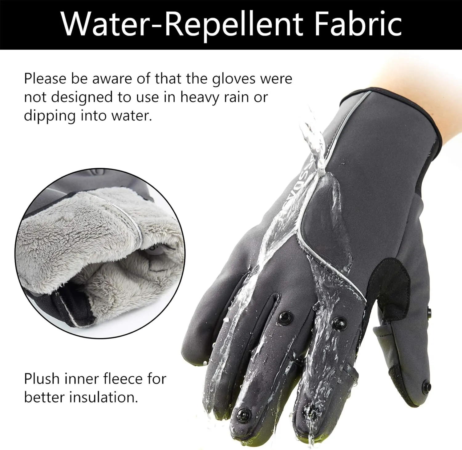 BASSDASH WintePro Insulated Fishing Gloves Water Repellent with Fleece Lining Cold Weather Winter Gloves for Men Women Ice Fishing Hunting Photography Hiking