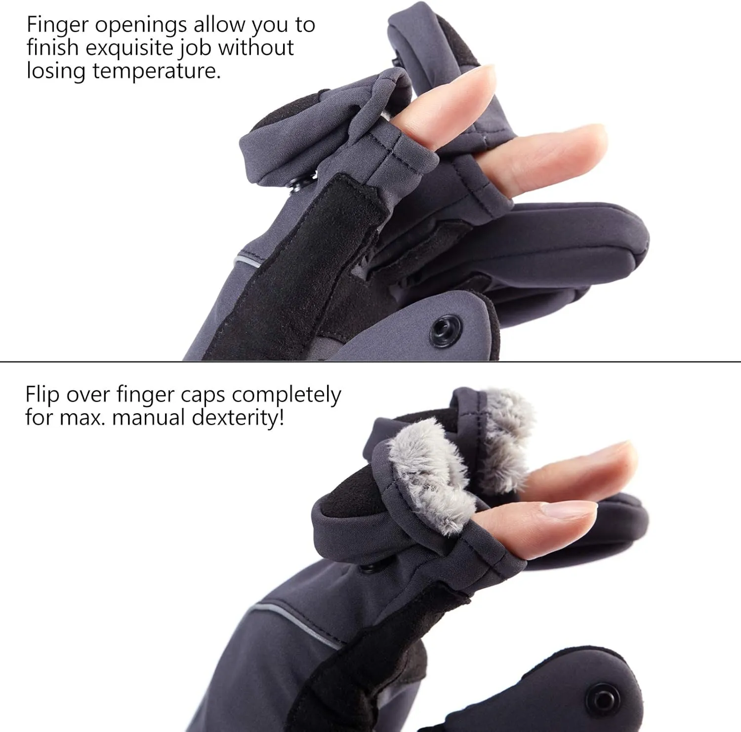 BASSDASH WintePro Insulated Fishing Gloves Water Repellent with Fleece Lining Cold Weather Winter Gloves for Men Women Ice Fishing Hunting Photography Hiking