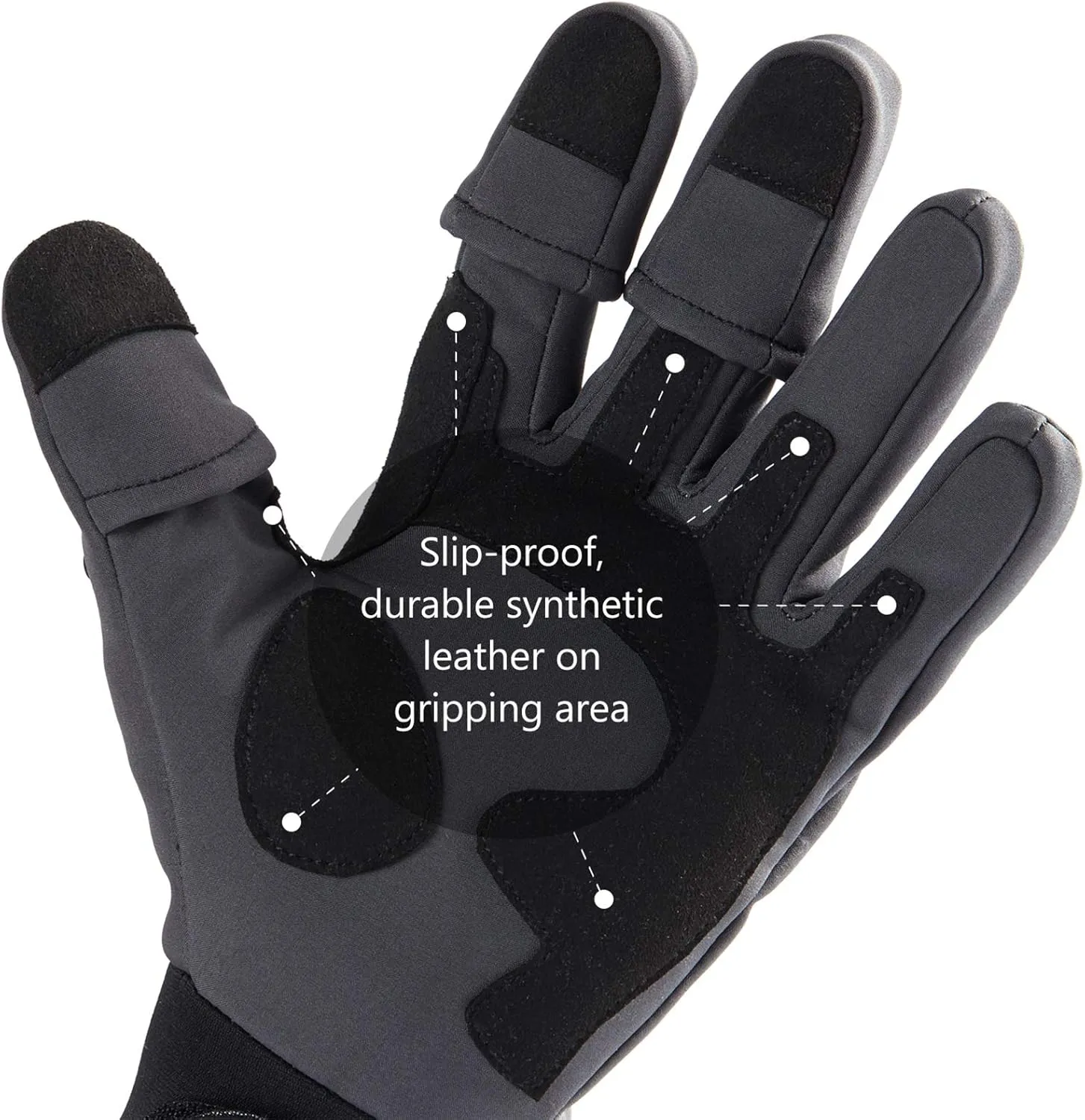 BASSDASH WintePro Insulated Fishing Gloves Water Repellent with Fleece Lining Cold Weather Winter Gloves for Men Women Ice Fishing Hunting Photography Hiking