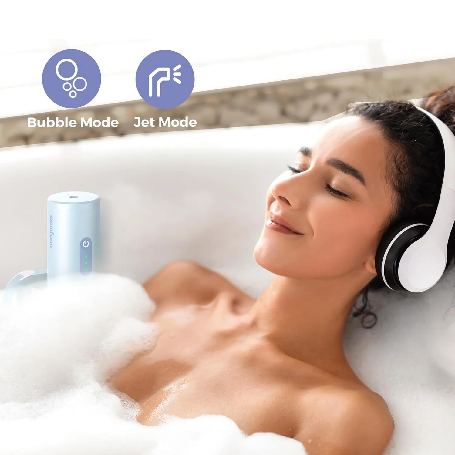 Bath Jet Spa, Cordless Portable Bathtub Accessories with 3-level Adjustable Speed, Bubble Maker/Bath Jet Mode, Bathtub Jets for Home Spa, Relaxing (Blue)