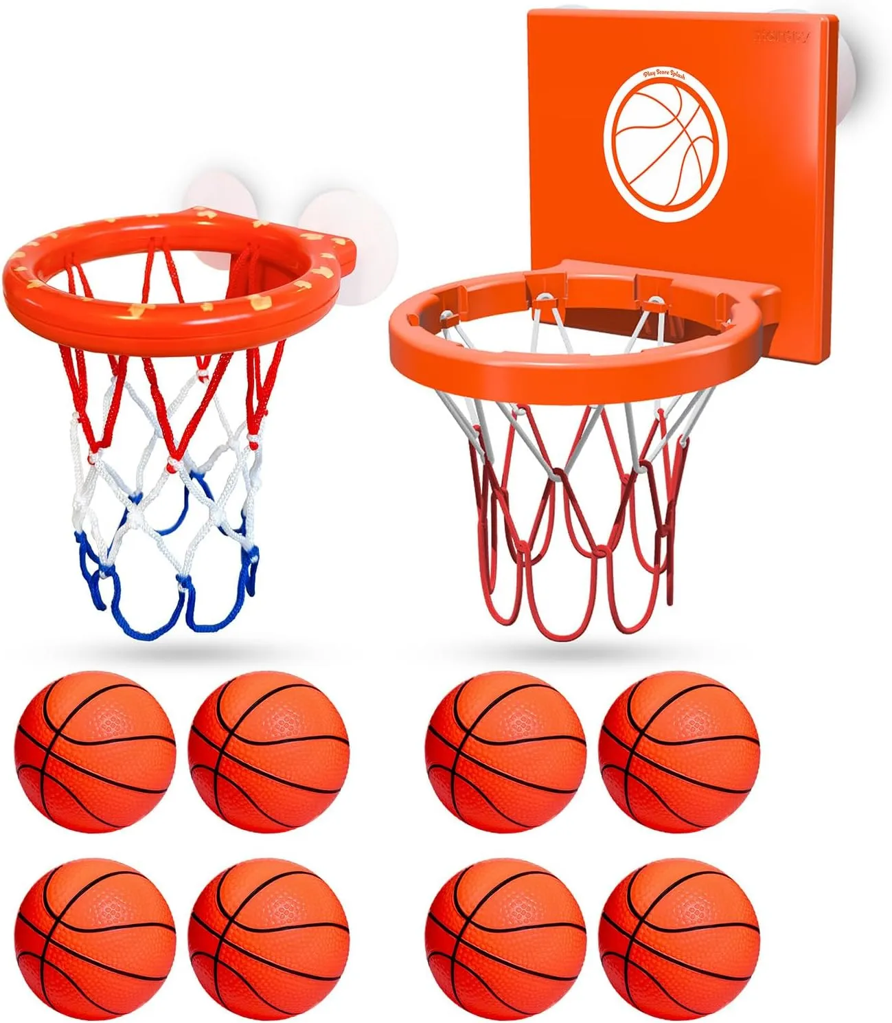 Bath Toys - Bathtub Basketball Hoop for Kids, Toddlers - Mold Free Bath Toys with 3 Strong Suction Cups and 8 Soft and No Hole Balls - Fun Toddlers Bath Tub Toys - Boys & Girls - Mini Basketball Hoop