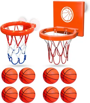 Bath Toys - Bathtub Basketball Hoop for Kids, Toddlers - Mold Free Bath Toys with 3 Strong Suction Cups and 8 Soft and No Hole Balls - Fun Toddlers Bath Tub Toys - Boys & Girls - Mini Basketball Hoop