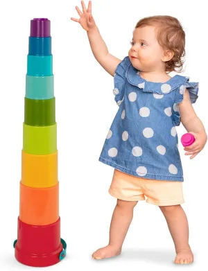 Battat – Stacking Toy – Educational & Dexterity Toy – Nesting Cup Playset – Water & Beach Toys – 18 Months   – Stack Up Cups, Medium, 10 pieces set