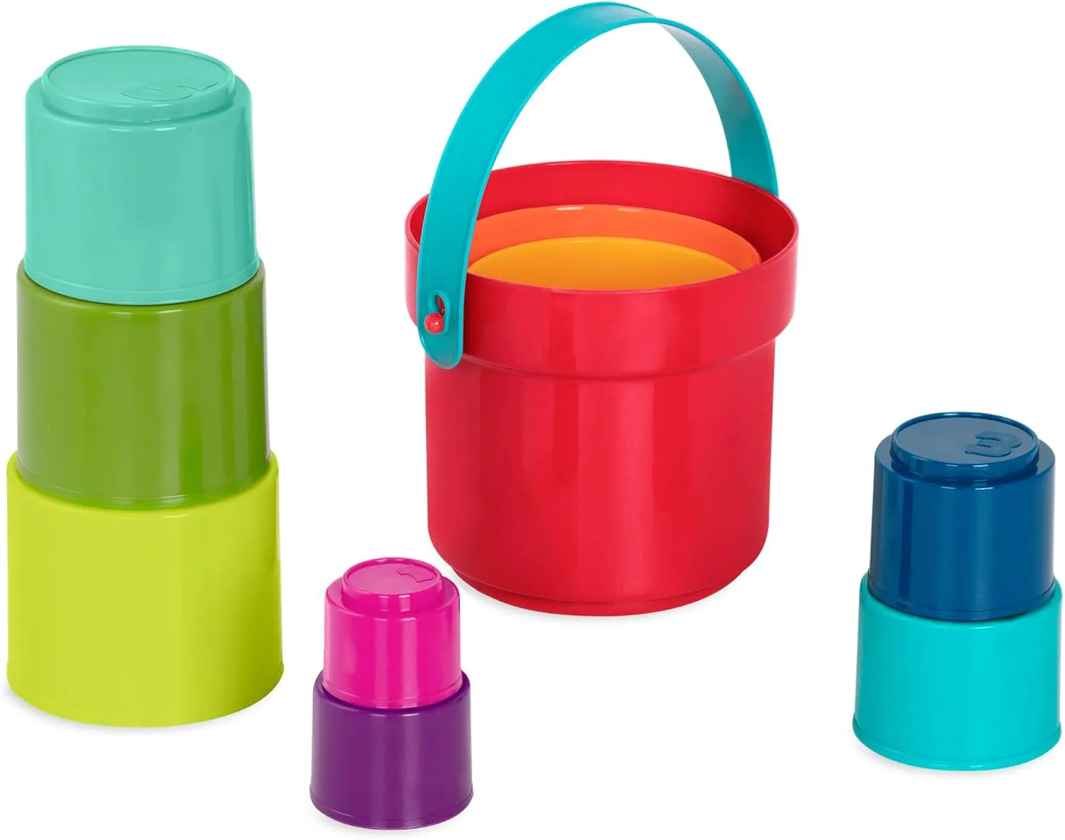 Battat – Stacking Toy – Educational & Dexterity Toy – Nesting Cup Playset – Water & Beach Toys – 18 Months   – Stack Up Cups, Medium, 10 pieces set