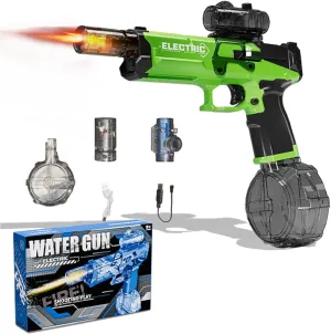 Battle Blaster Water Gun, Electric Water Guns, High Volume Water Spray Gun with Muzzle Flash, Electric Water Spray Gun Toys Suitable for Adults and Children to Play on The Beach (Green)