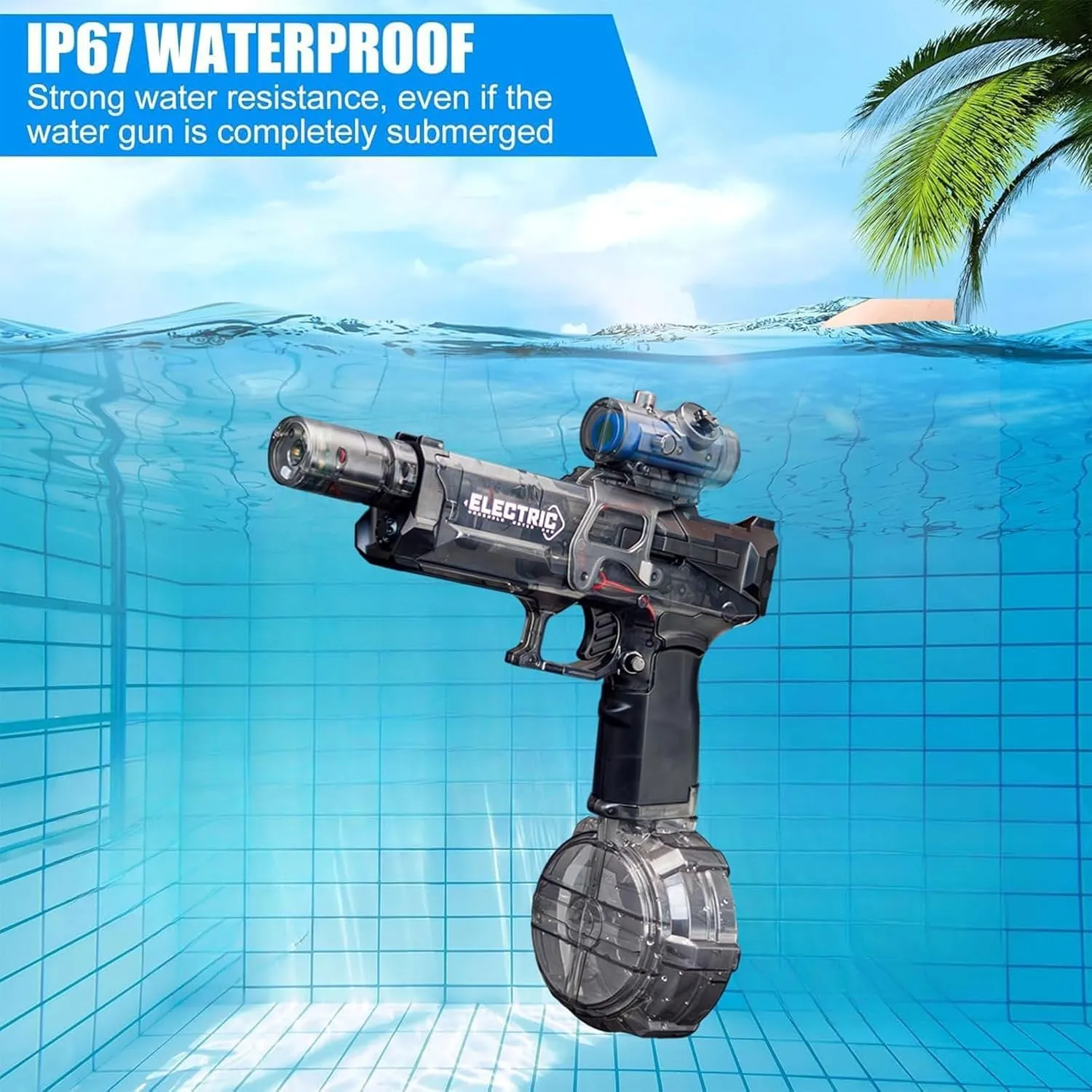 Battle Blaster Water Gun, Electric Water Guns, High Volume Water Spray Gun with Muzzle Flash, Electric Water Spray Gun Toys Suitable for Adults and Children to Play on The Beach (Green)