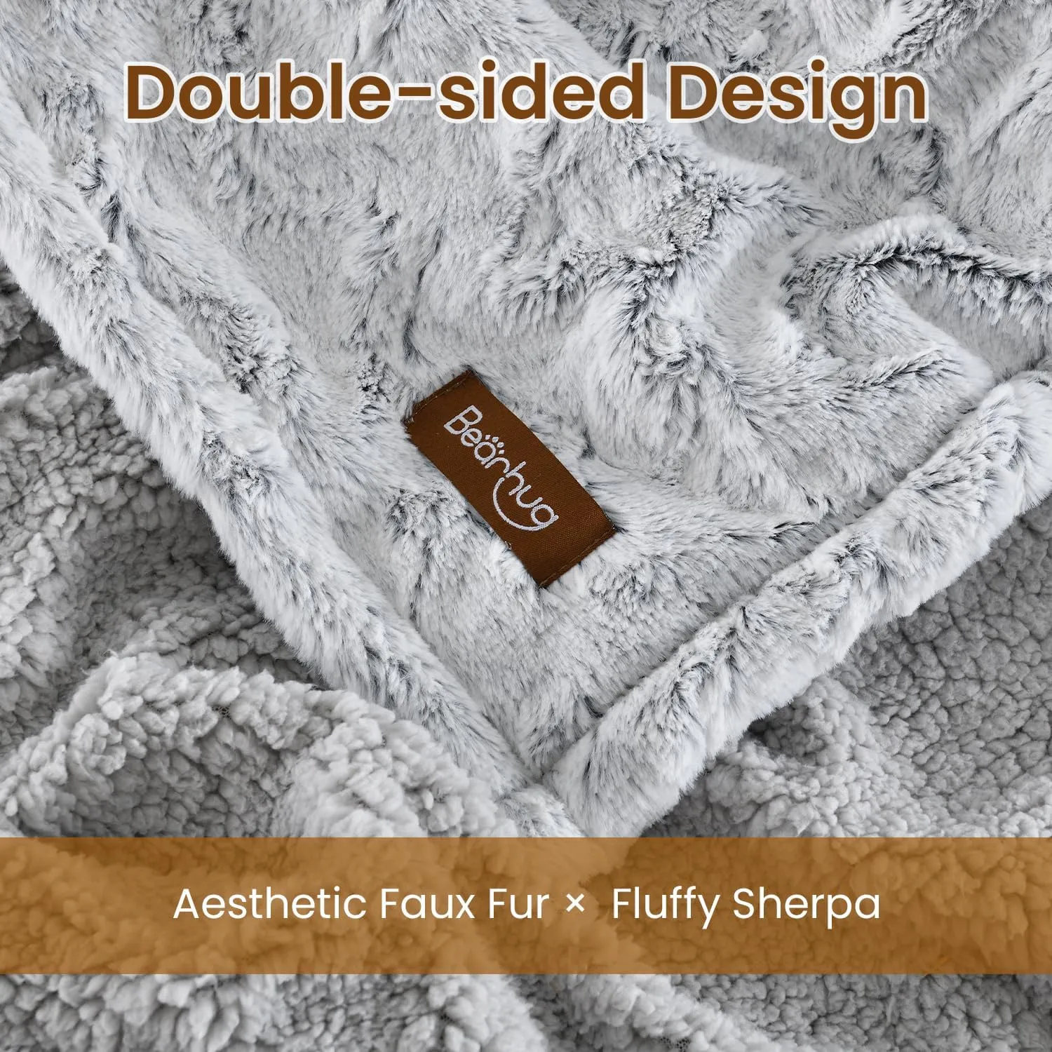 Bearhug Electric Blanket Full Size 77" x 84", 10 Heat Settings Heated Blanket, 1-12 Hour Auto Shut-Off, Faux Fur & Sherpa Dual-Sided Heating Blanket, Machine Washable, Gift-Ready Elegant Packaging