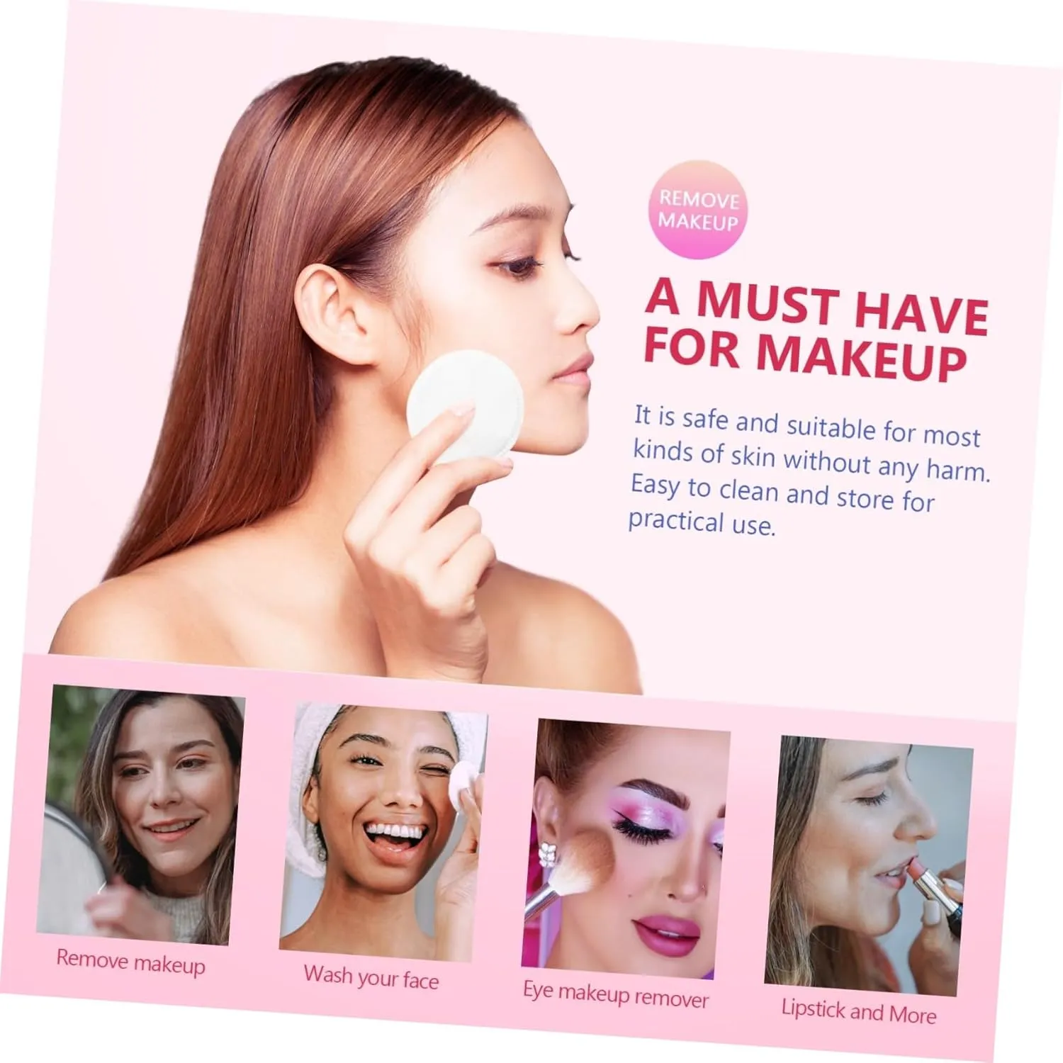 Beaupretty Sets Reusable Makeup Pads Cotton for Deep Pore Cleaning Face Cleaning Women's Gentle Makeup Removal Sensitive Skin Safe Pcs