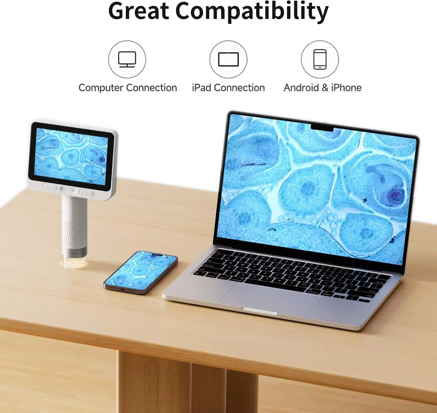 BEAVERLAB Microscope, Digital Microscopewith 4.3" IPS Screen, Coin Microscope with 8 Adjustable LED Lights, 1080P Coin Magnifier Compatible with iPhone Android Computer