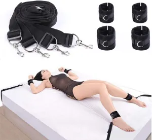 Bed Restraints Kit, Romi Adjustable Fetish Sex Bondage Bedroom BDSM Toy with Hand Cuffs Ankle Cuff for Couple