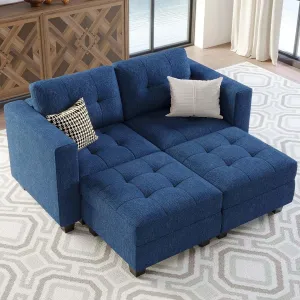 Belffin Modular Sectional Sofa with Storage Ottoman Modern Fabric L Shaped Couch with Chaise for Small Spaces Blue
