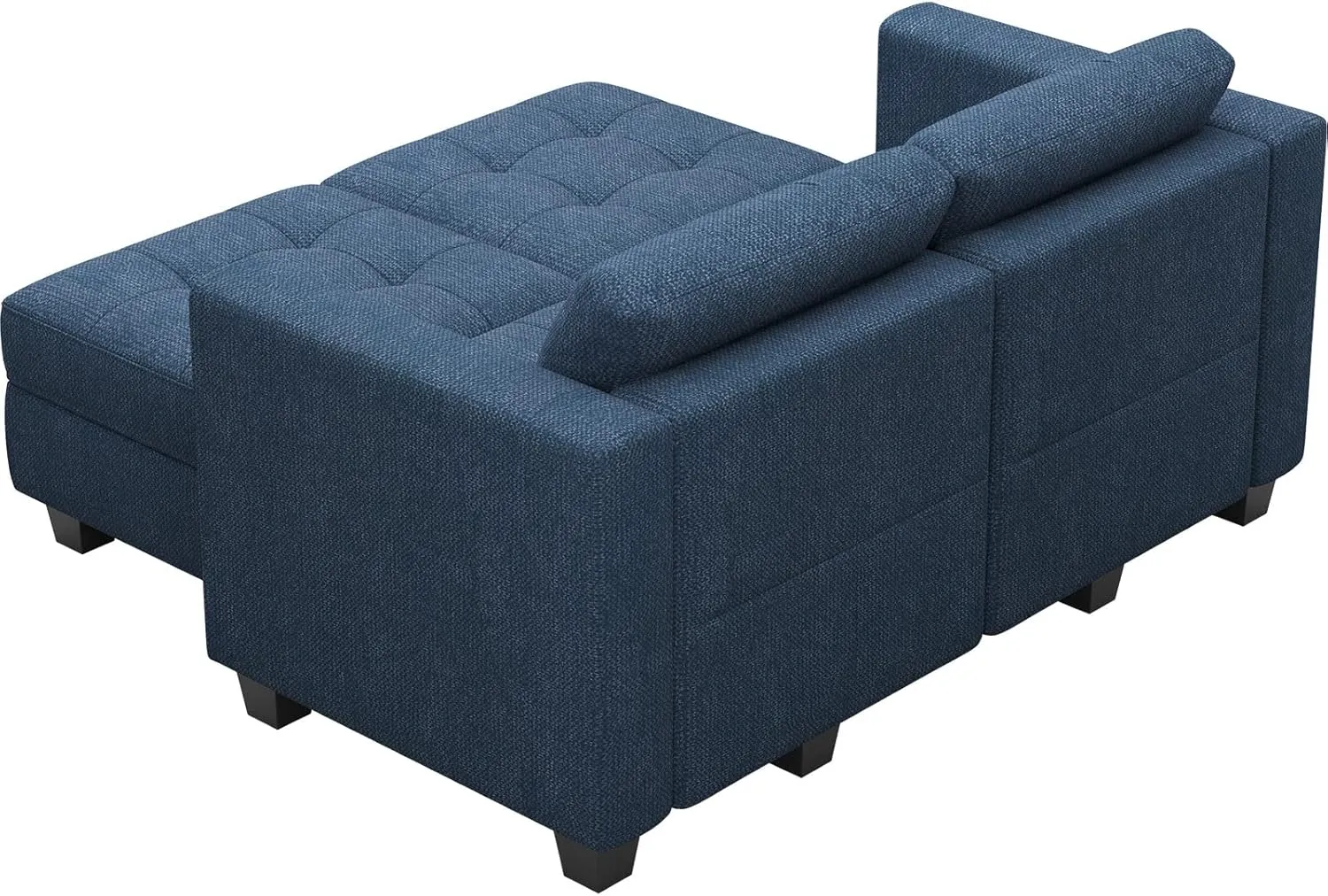 Belffin Modular Sectional Sofa with Storage Ottoman Modern Fabric L Shaped Couch with Chaise for Small Spaces Blue