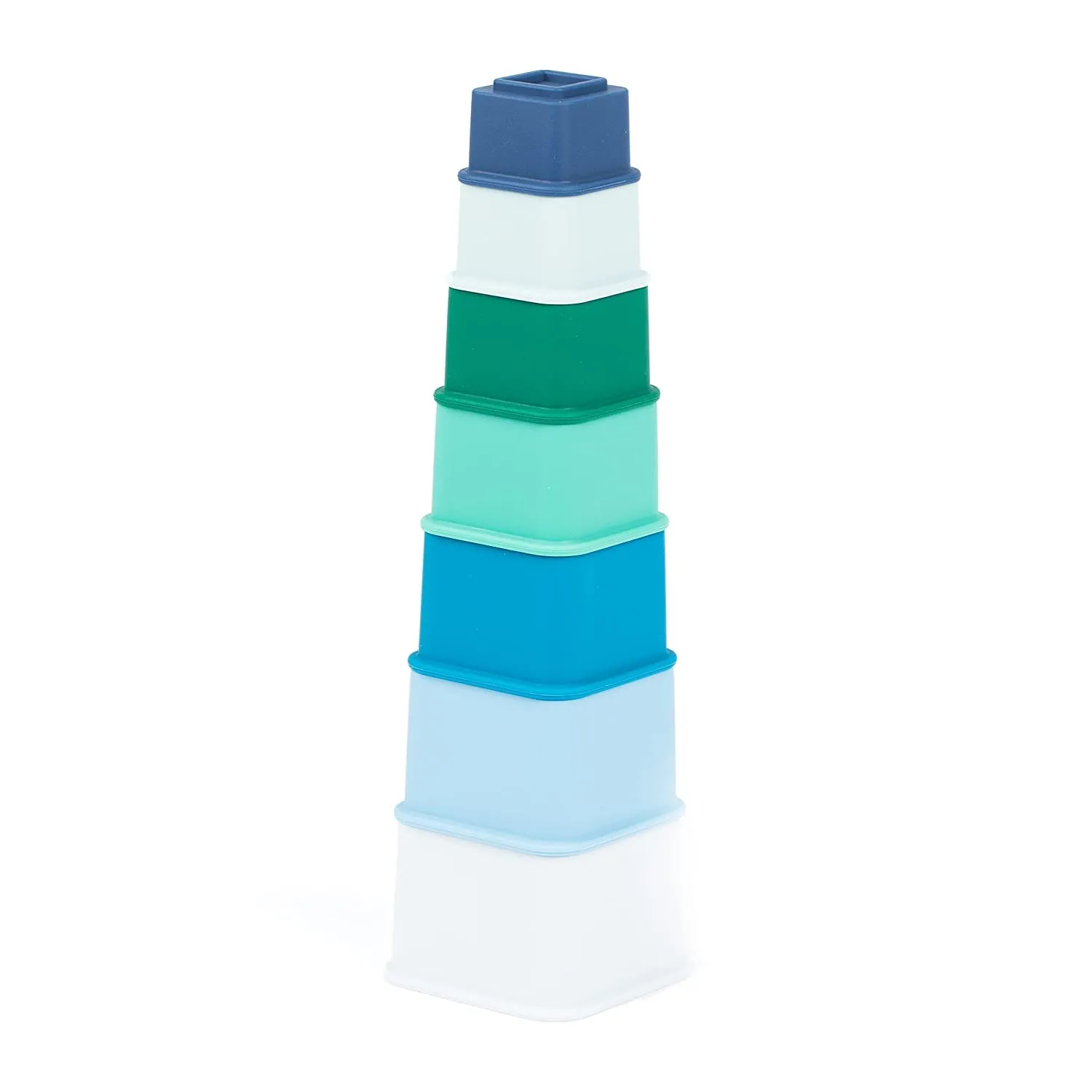 Bella Tunno Happy Stacks - Baby Stacking Cups, Montessori Silicone Baby Toys for Playtime and Development, Fun Educational Toys for Gross Motor Skills, Sorting, Counting and More, Cool Blue