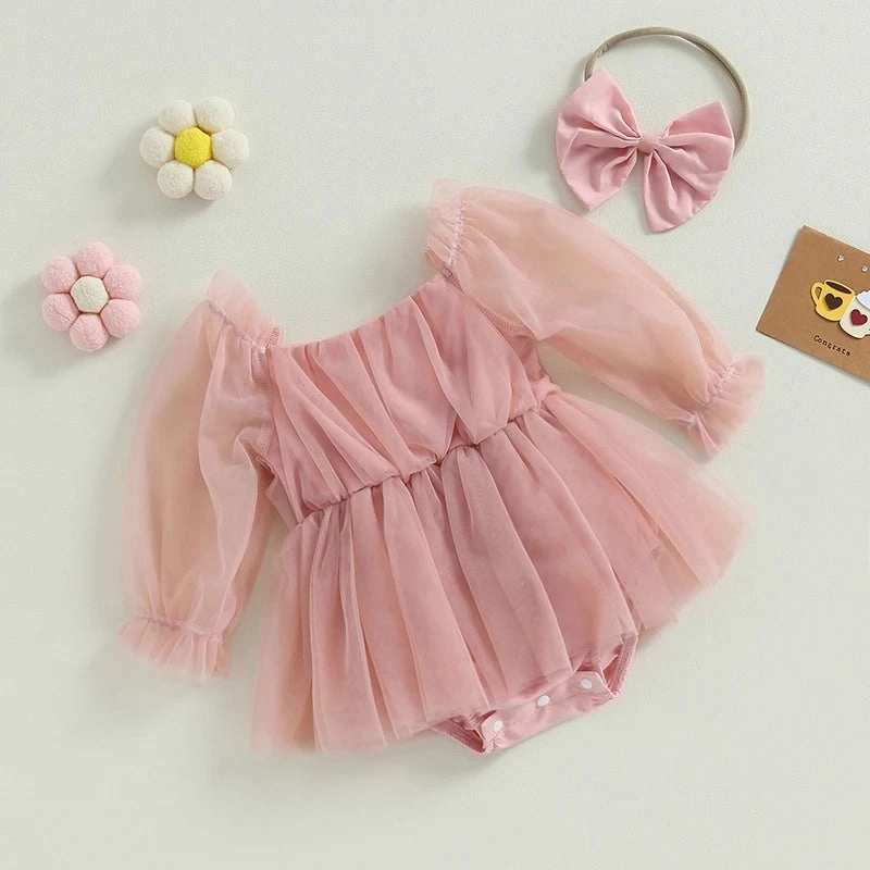 Bella Princess Baby Dress   Bow Headband - Pink