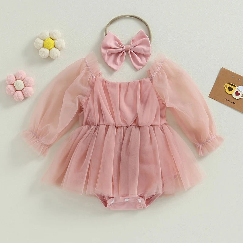 Bella Princess Baby Dress   Bow Headband - Pink