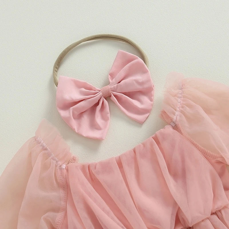 Bella Princess Baby Dress   Bow Headband - Pink