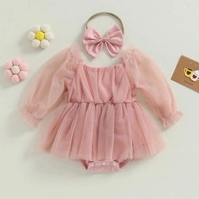 Bella Princess Baby Dress   Bow Headband - Pink