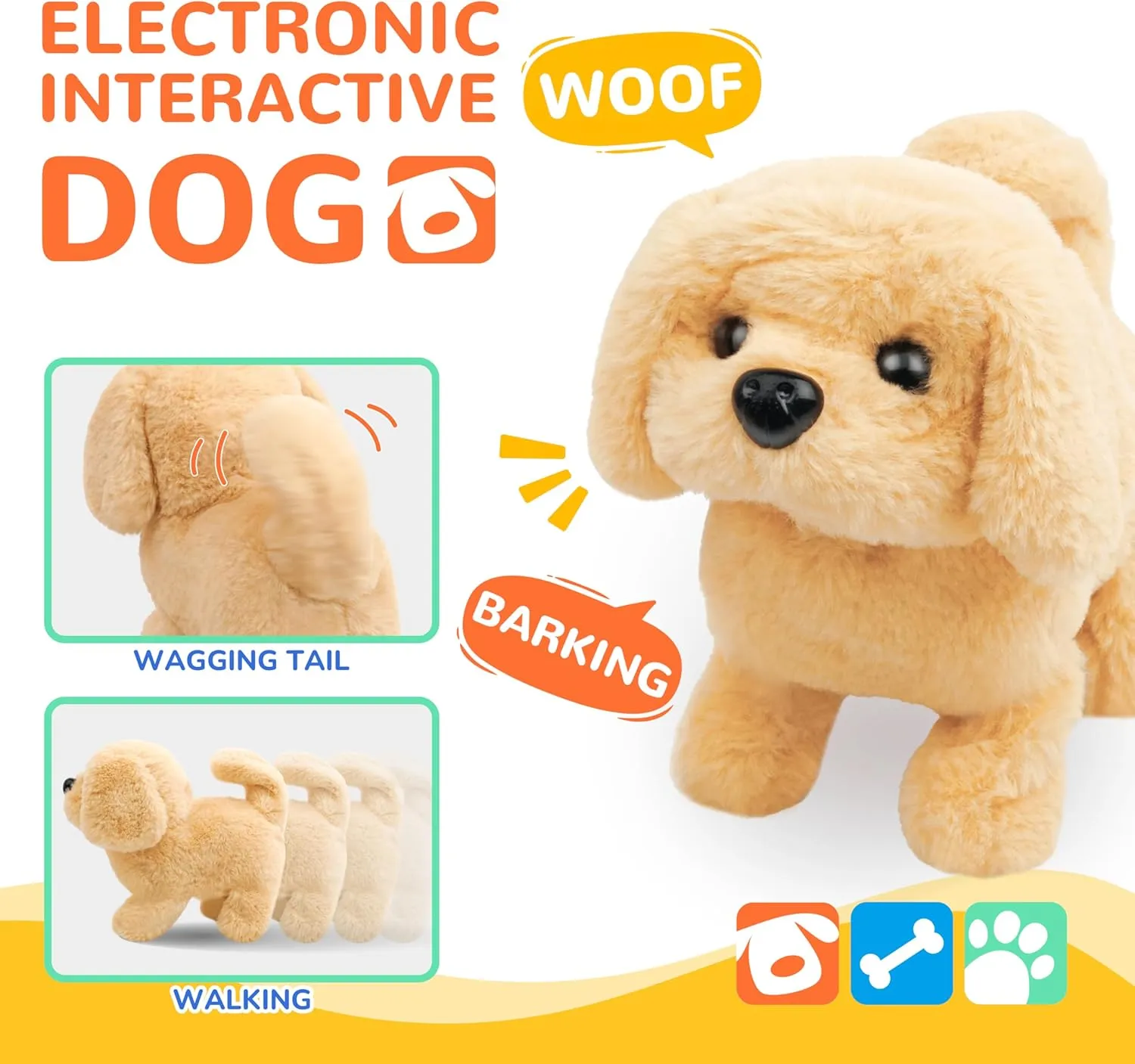 BELLOCHIDDO Dog Toys for Kids - Toddler Girls Toy Interactive Electric Walking Barking Puppy Wagging Tail, with Carrier and Pet Care Playset Accessories, Gifts for 1 2 3 4 5 6  Year Old