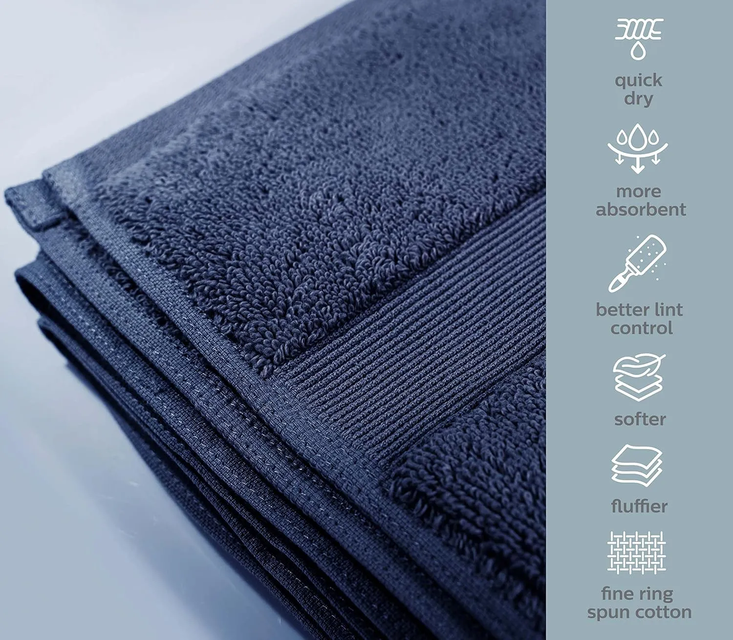 Bennett & Shea Home 12-Piece Luxury Washcloths, 100% Turkish Cotton Loops, Premium Towels for Bathroom, Highly Absorbent and Quick Dry Bath Towels, Extra Soft Towel Set, Night Sky