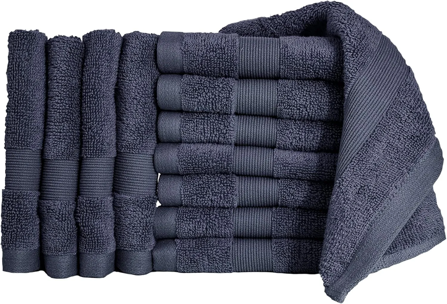 Bennett & Shea Home 12-Piece Luxury Washcloths, 100% Turkish Cotton Loops, Premium Towels for Bathroom, Highly Absorbent and Quick Dry Bath Towels, Extra Soft Towel Set, Night Sky