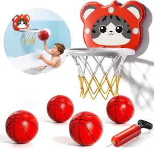 Bennol Bath Toys for Toddlers – Bathtub Basketball Hoop with 4 Soft No-Hole Balls, Strong Suction Cups, Fun Bathtub Basketball Shooting Game for Kids Boys Girls