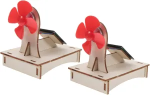 BESPORTBLE 2 Sets Solar and Fan DIY Kit Solar Power Toys for Boys and Girls Wooden Assembly Model